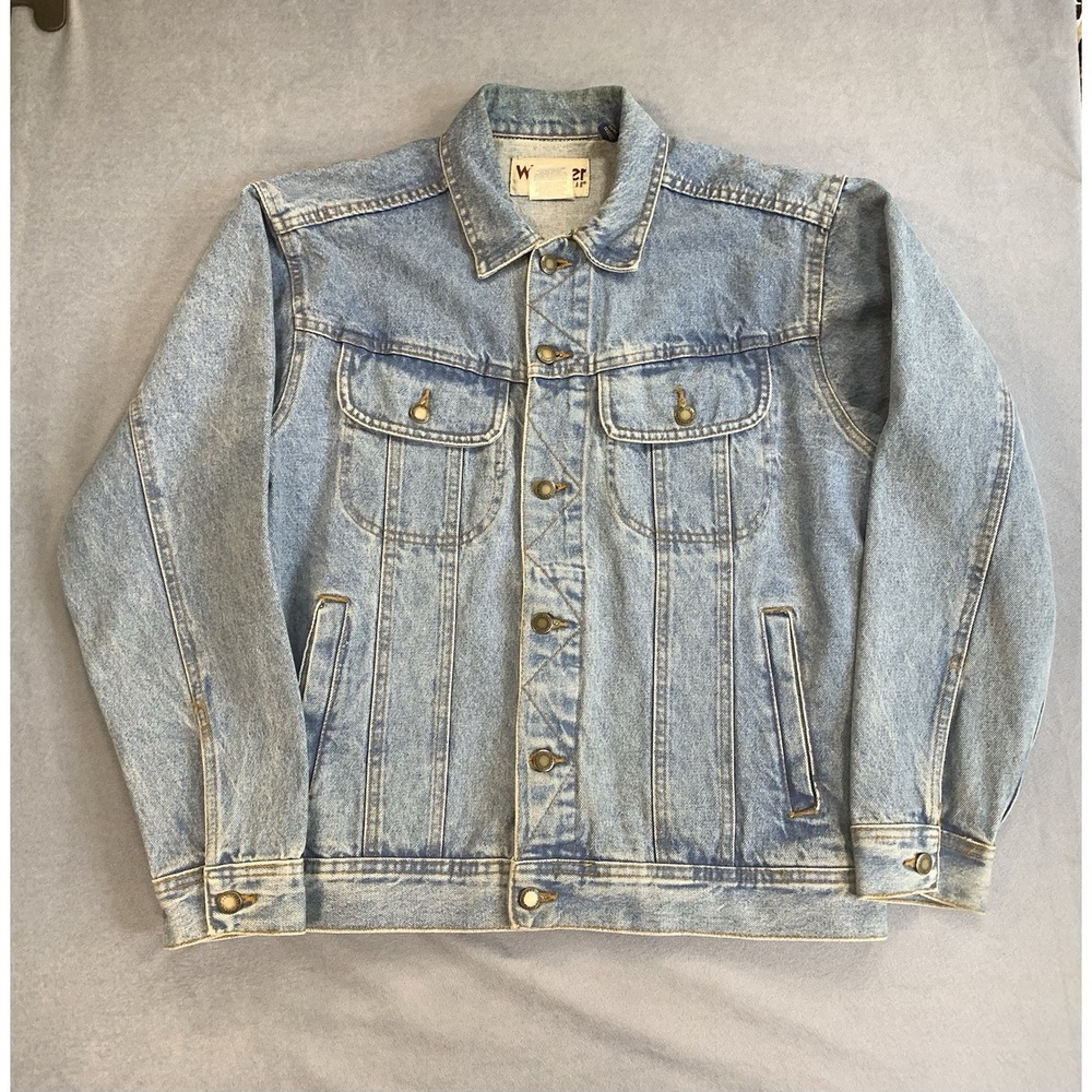 Wrangler Rugged Wear Men's Denim Trucker Jacket Light Blue M